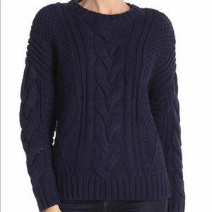 One A dark navy cable knit sweater L